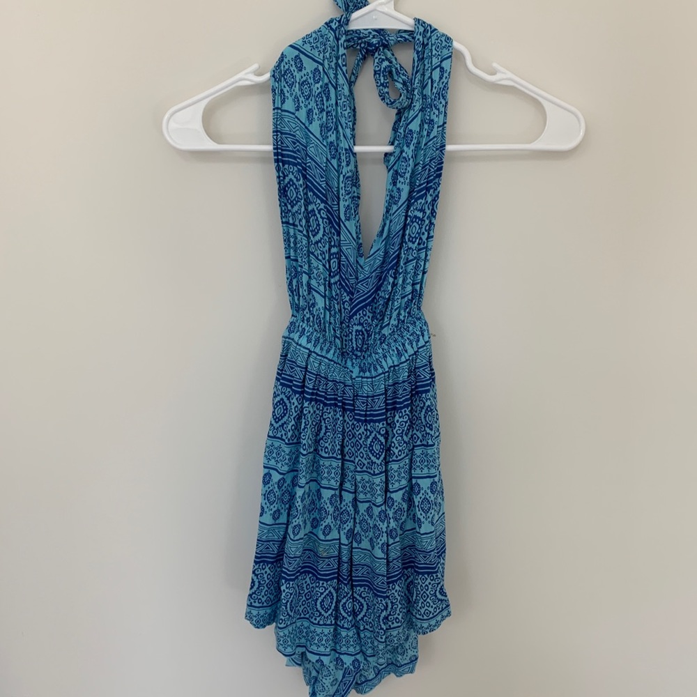 Patterned blue romper